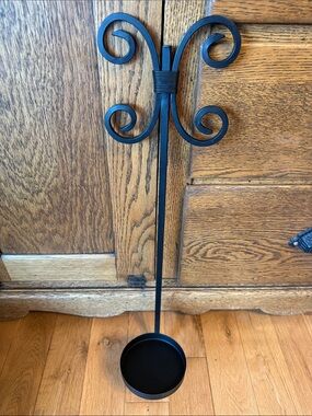 Wrought Iron Black Metal Scroll Wall Hanging Candle Holder